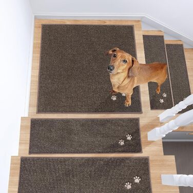 BEQHAUSE Non-Slip Stair Treads - 15 Piece Set - Washable Carpet for Stairs - Safe for Kids, Seniors & Pets - 100% Polyester with TPE Backing - 22x70cm