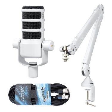 Rode PodMic професійний подкаст-мікрофон білий + кронштейн PSA1+ білий + кабель XLR keepdrum