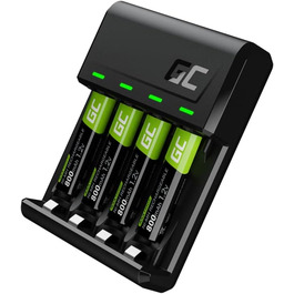 Зарядний пристрій Green Cell VitalCharger для акумуляторів AA AAA 2000mAh (4 канали) з Micro USB та USB-C, LED-індикація