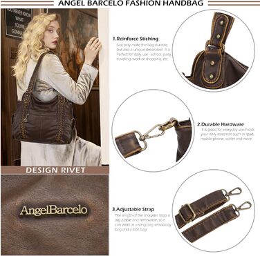 Стильна жіноча сумка-хобо Angel Barcelo Roomy Fashion з натуральної шкіри (коричнева)