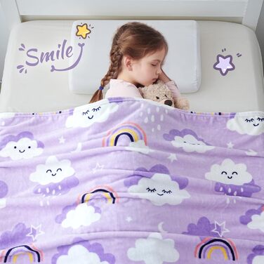 Плед-ковдра з принтом геймпада, що світиться в темряві, для дітей та дорослих, 127x150 см, сірий (фіолетові хмари)