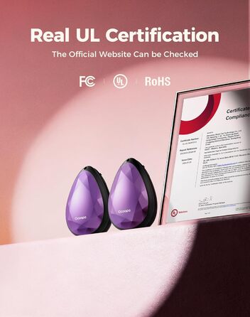 Електричні грілки для рук OCOOPA 2 шт. - стильні, у формі діаманта з магнітом, акумуляторні, для жінок, подарунок, Raynaud, піші прогулянки, кемпінг, лавандовий колір