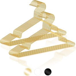 ROW&LINE® – Metal Clothes Hangers (42 cm) – 20 Pieces (Gold) – Space-Saving Clothes Hangers for Adults – Suitable for Heavy Clothing – Wire Clothes Hangers for Order & a Uniform Look