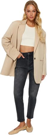 Джинси жіночі Trendyol Mom Jeans висока талія прямі чорні розмір 34