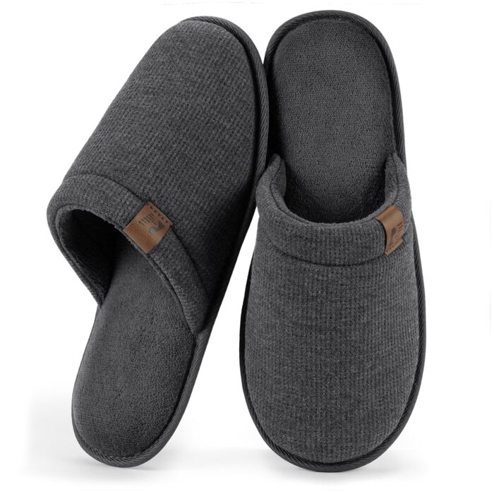 Чоловічі домашні капці RockDove LiteStep з вельвету та піною з ефектом пам'яті (Memory Foam), темно-сірі, розмір 42/43 EU