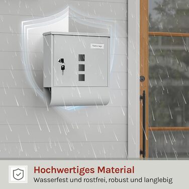 Поштовий ящик WOLTU з газетницею, оглядовим вікном та табличкою для імені, настінний, замикається на ключ (2 ключі), сучасний, сірий (30,5x33,5x9 см)