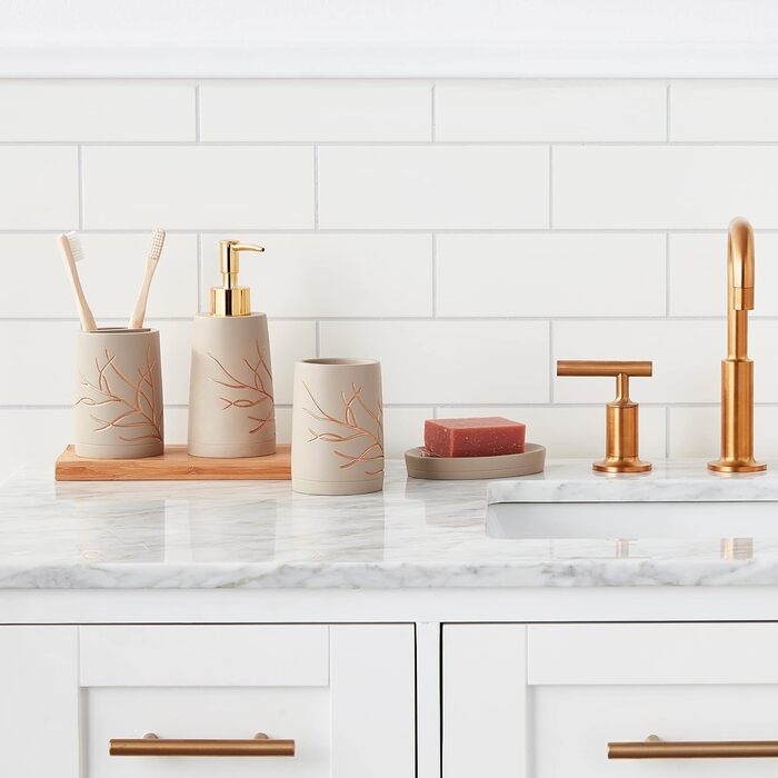 Sweet Home Collection Набір аксесуарів для ванної кімнати: елегантний дизайн, 4 шт. (харчовий матеріал, гілка)