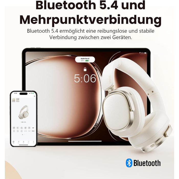 Навушники бездротові Edifier ES850NB з шумозаглушенням, Hi-Res Audio, Bluetooth 5.4, LDAC, 92 год роботи, слонова кістка