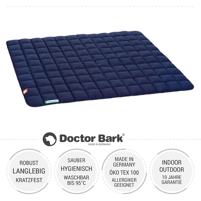 М'яка та якісна лежанка для собак Doctor Bark, розмір L (100x80 см) та XXL (140x110 см), колір Королівський блакитний, для великих собак, міцна, для дому та вулиці, можна прати до 95°C