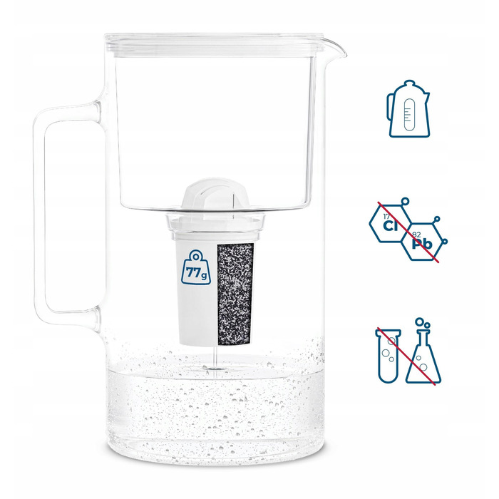 Скляний фільтр-кувшин Wessper D2 BOROSILICATE 3 л, білий + 6 фільтрів
