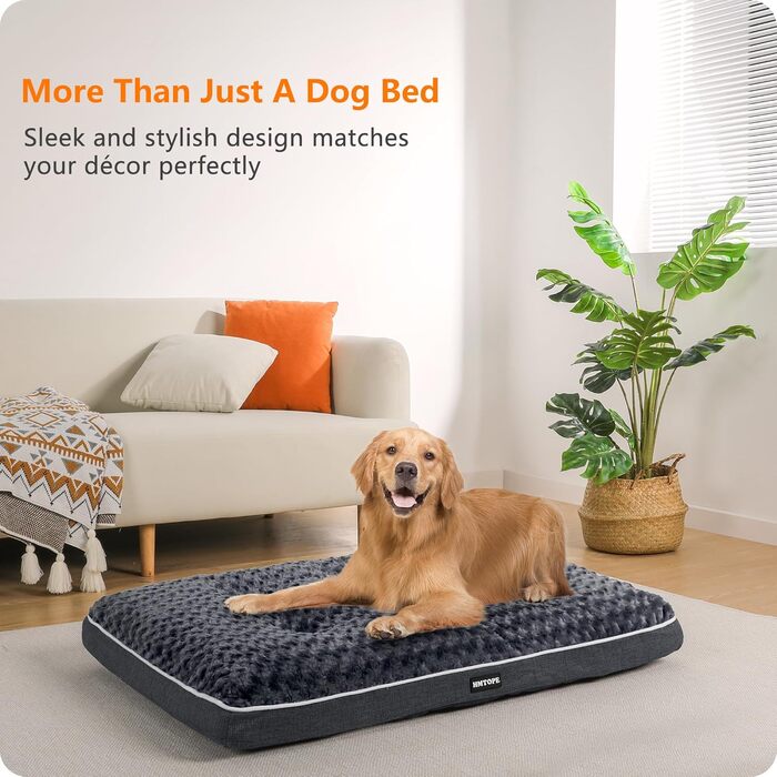 Ортопедичне ліжко для собак HMTOPE, двоярусна лежанка, миється, знімний кошик, 105 см, для середніх собак, темно-сірий, розмір L 105 x 69 x 12 см