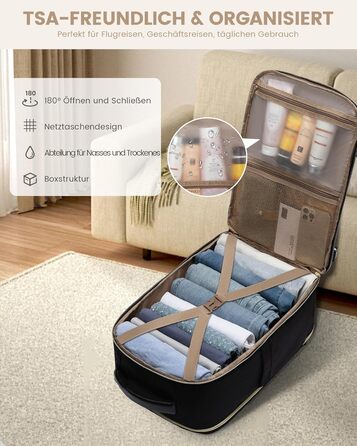 LOVEVOOK Рюкзак ручної поклажі, 40L, для подорожей та бізнесу, чорний