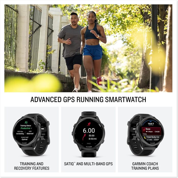 Garmin Forerunner 570: GPS-годинник для бігу та триатлону, AMOLED, 47 мм, сірий