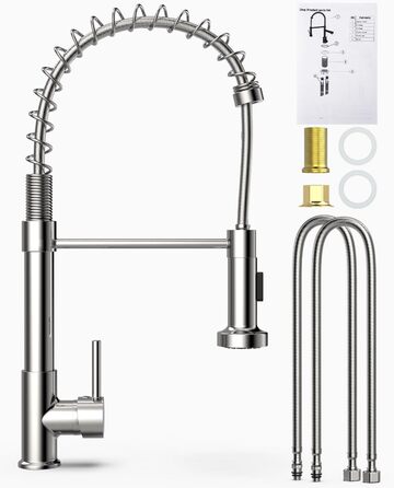 Кухонний змішувач з висувним виливом та душем, поворотний на 360°, з двома режимами розпилення, одноlever, хром