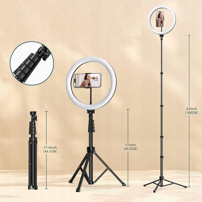 Кільцева LED-лампа ATUMTEK 12 дюймів із телескопічним штативом 190 см та пультом керування