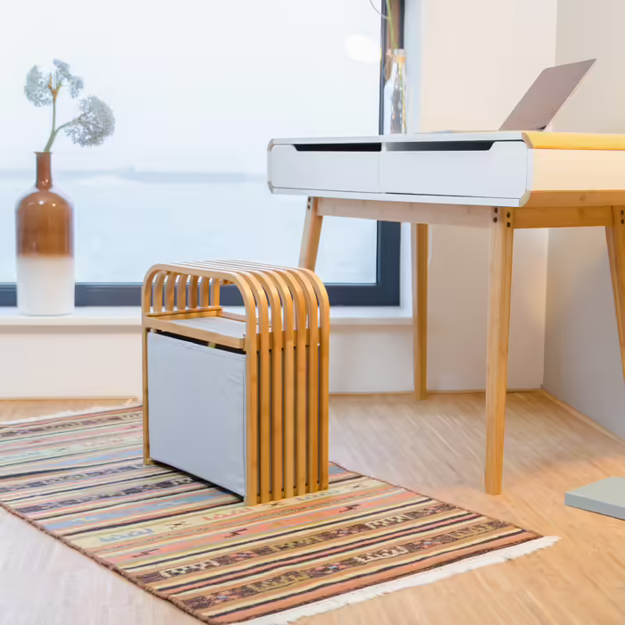Relaxdays Bamboo Stool with Storage
