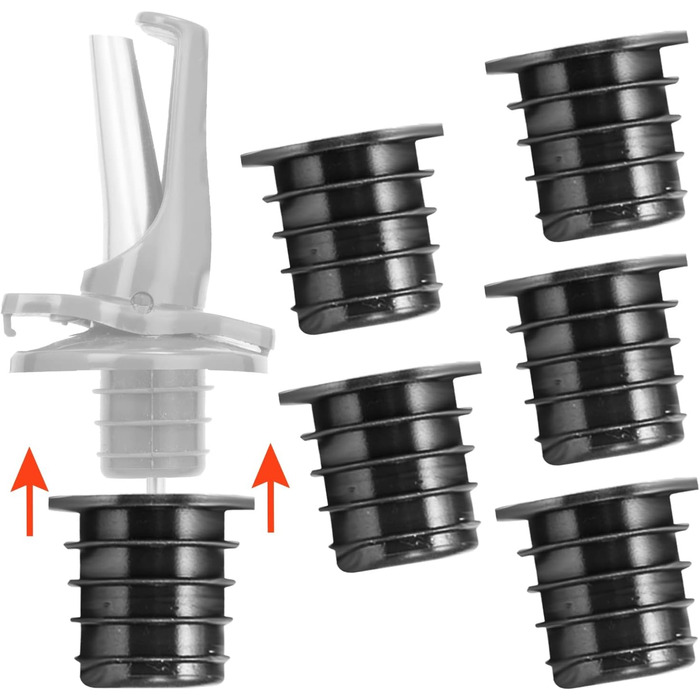 Виливники для спиртних напоїв та оливкової олії: набір з 2 шт. з адаптерами (6 шт.) | Нержавіюча сталь, чорний колір, для посудомийної машини