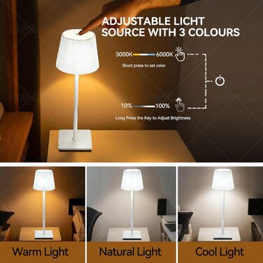 Світлодіодний акумуляторний настільний світильник Xiake 2 шт, димується, IP54, 2700K-6000K, 3 режими, для спальні, столу, вулиці, саду, балкону (білий)