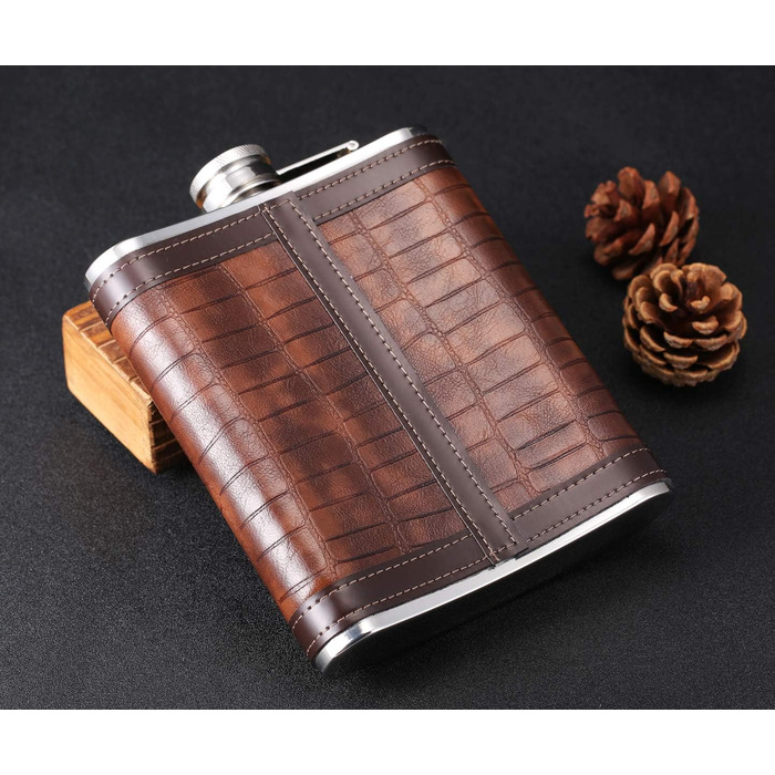 Фляга з імітацією шкіри крокодила, нержавіюча сталь, 510 мл, TANEAXON. Фляга для віскі та лікеру