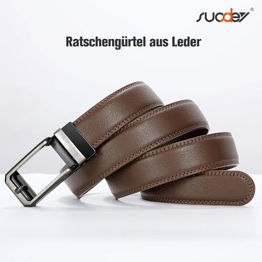 Чоловічий шкіряний ремінь SUOSDEY з автоматичною пряжкою, без отворів, 30 мм, 115 см (A-brown)