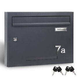 Поштовий ящик Zedelmaier з газетницею антрацит RAL 7016: Персоналізований настінний поштовий ящик з нержавіючої сталі, 3D номер будинку, сучасний, стійкий до погодних умов, подвійне порошкове покриття