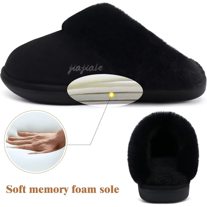 Жіночі домашні тапочки Jiajiale: м'які, теплі, з гумовою підошвою, чорні