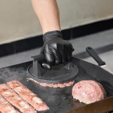 Прес для смаження бургерів Onlyfire Burger Smasher, чавунний (діаметр 15.2 см) з термостійкою ручкою