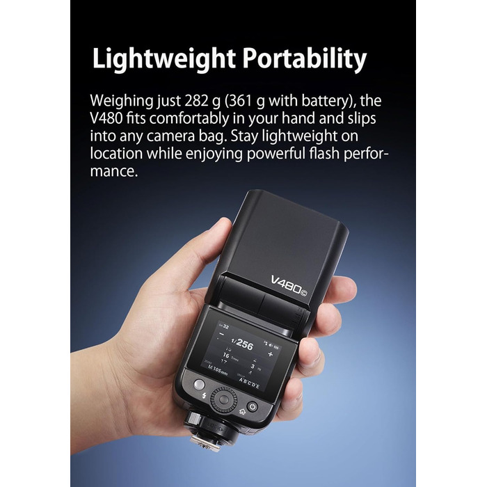 Спалах Godox V480C Touchscreen для Canon: TTL, HSS 1/8000s, GN50