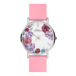 Годинник наручний s.Oliver для жінок, кварцовий, аналоговий, з силіконовим ремінцем, водостійкий 3 bar, у подарунковій коробці (рожевий)