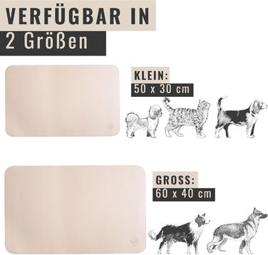 Підкладка під миску для котів та маленьких собак ne&no® - антиковзаюча, водовідштовхувальна, з веганської шкіри (60 x 40 см, світло-пісочний)