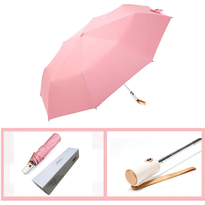 Стійкий до ультрафіолету компактний складаний парасоль від Voy Lady – Рожевий з квітковим принтом (96 см)