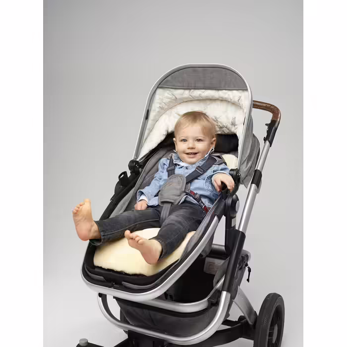 Naturally Sheepskins Kinderwagen Seat Liner made from sheepskin, seat cushion, underlay, 75cm x 30cm, ivory, breathable, universal, high-quality, warm in winter