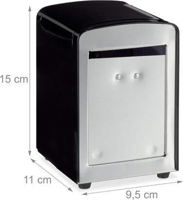 5 x Napkin Dispensers Retro, Metal, Small Restaurant Napkin Holders for Ice Cream Parlor, Cafe, Bistro, HBT: 15x9.5x11, Black