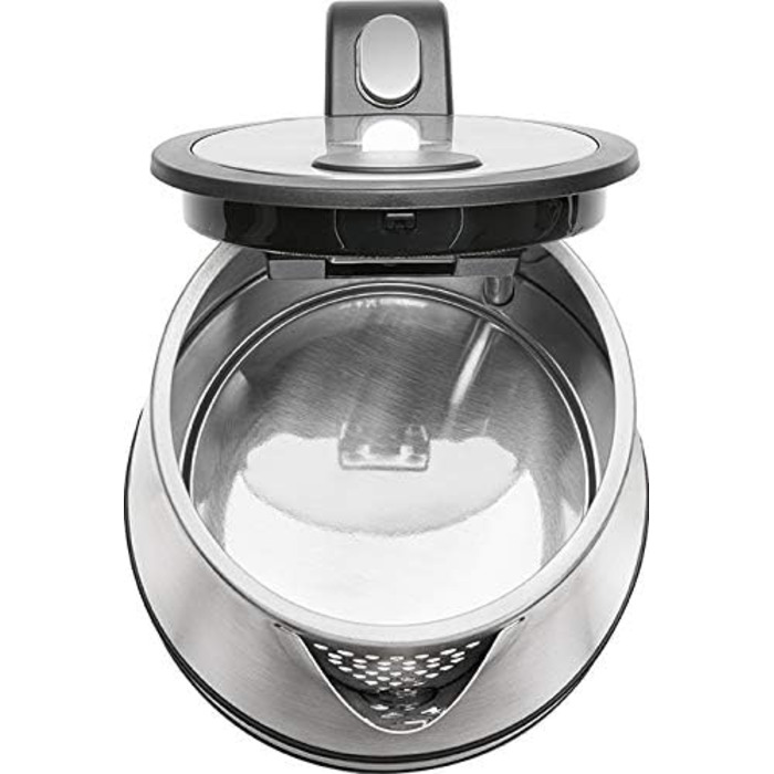 Електричний чайник ProfiCook PC WK 1290, 1.5 л, 2200 Вт, нержавіюча сталь, чорний, з подвійними стінками, збірна база з обмоткою кабелю