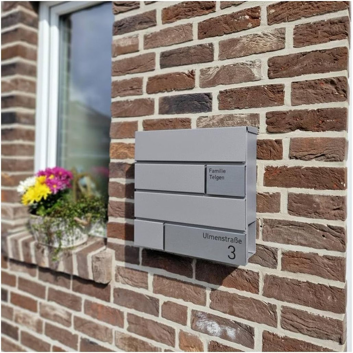 Поштова скринька Metzler G антрацит RAL 7016, з гравіюванням та табличкою з нержавіючої сталі, настінна, 37x37x10.5 см
