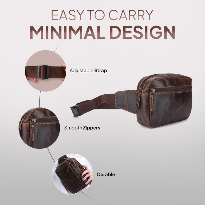 Чоловіча поясна сумка TheAntiq з натуральної шкіри, зелена, 20,3 x 12,7 x 7,6 см (8 x 5 x 3 дюйми)