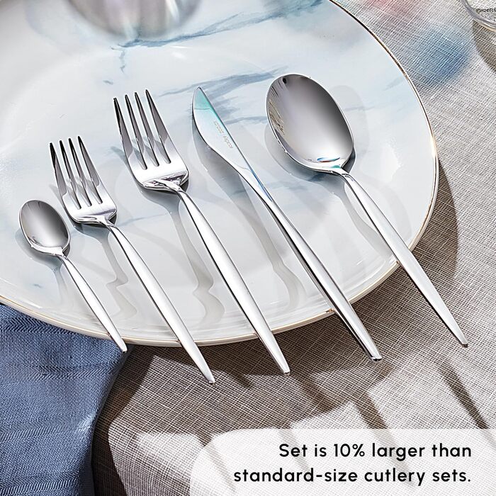 Karaca Lisbon Cutlery Set with Box Set, 60-Piece, for 12 People, 18/10 Stainless Steel Cutlery Set, Dishwasher Safe, Perfect for Everyday Use, Premium Quality