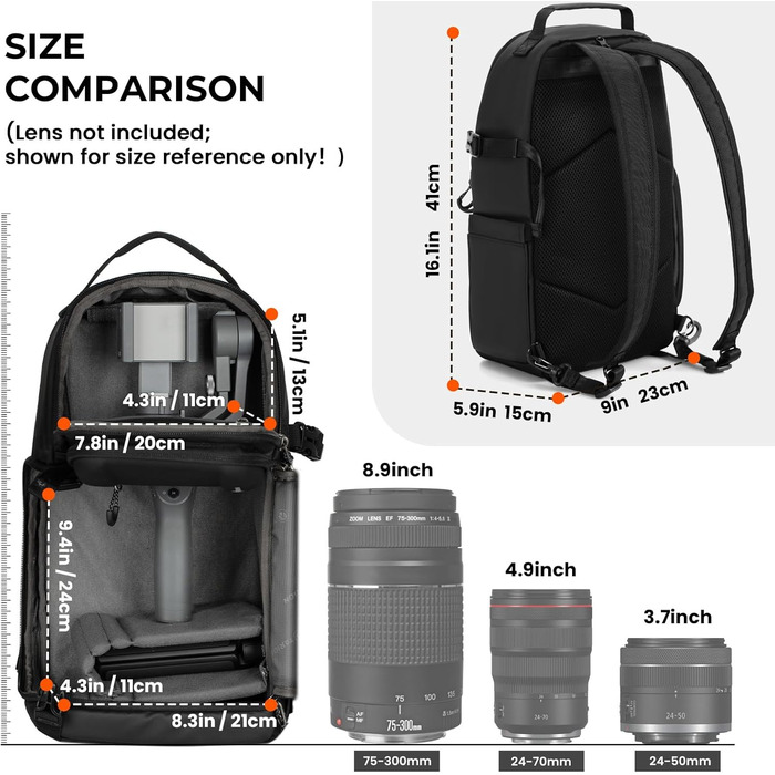 Чохол для камери Tarion: водонепроникна сумка-слінг для фотоапарата DSLR/SLR з дощеміцким чохлом, чорна