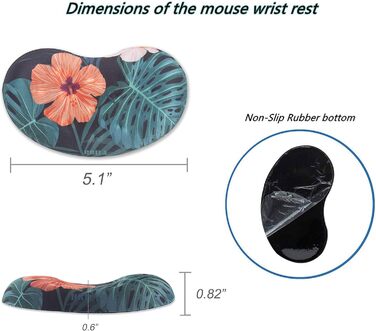 Підставка для зап'ястя BRILA Maus - ергономічна подушка з memory foam для ноутбука, комп'ютера та ігор (квіти)