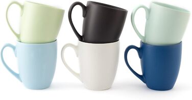 Large Coffee Mug Set – Coffee Cups made of high-quality and sturdy ceramic, large handles, large mugs (Pale Blue, Set of 6)