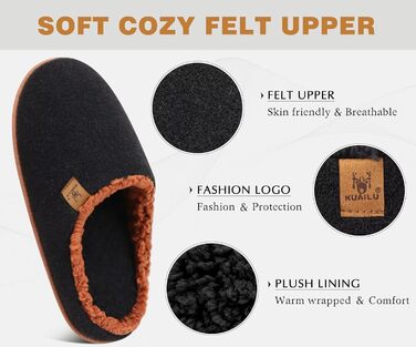 Чоловічі фетрові халапи KuaiLu, теплі, пухнасті, для дому та вулиці, чорно-коричневі (49 EU)
