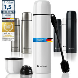 Термос з нержавіючої сталі з чашкою та щіткою, 500 мл; термос-термокана з подвійними стінками, ізольований, не протікає, придатний для миття в посудомийній машині, BPA-free