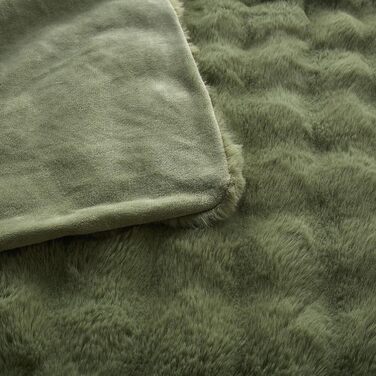 М'яка плюшева ковдра Luofanfei 180x200 см, салатово-кремовий колір, з ефектом 