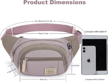 Wind Took Stylish Large Waist Bag/Fanny Pack/Chest Bag/Phone Pouch with Headphone Port for Travel, Hiking, Outdoor, Running - Women, 35x7.5x15cm (Deep Purple)