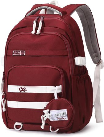 Дитячий рюкзак для школи дівчинки-підлітка, водонепроникний, легкий, великий, модний - (Червоний)