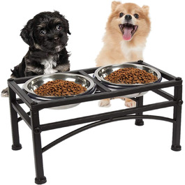 Підвищена годівниця для собак Funkeen - набір з 3 шт. з нержавіючої сталі, подвійні знімні миски, для корму та води, підходить для середніх собак