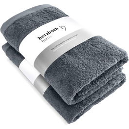 Herzbach Home Luxury Sauna Towel 2-Piece Set, Premium Quality, 100% Cotton, 80 x 200 cm (Gray Blue)