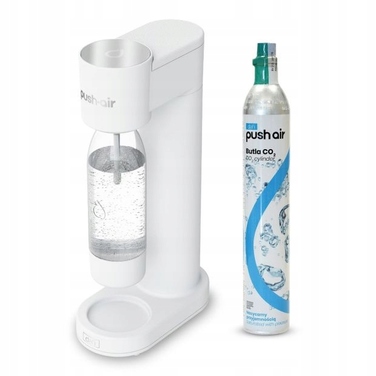 Сифон для води PushAir Saturator Dafi, Білий/Сріблястий (пляшка 0,7 л, пляшка 0,5 л, тримач для сиропів)