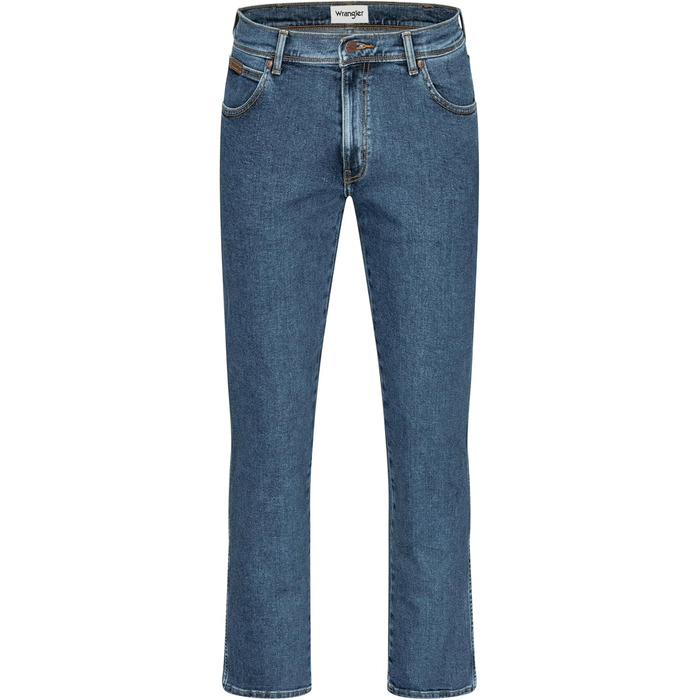 Джинси чоловічі Wrangler Texas Regular Fit Authentic Straight, еластичні, Stonewash, з ременем (36W/36L, коричневий)