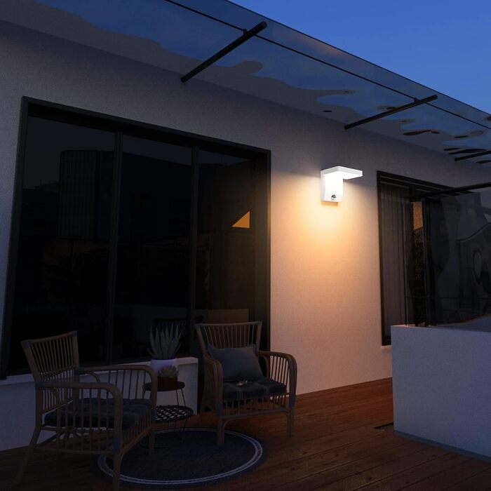 LED вуличне освітлення K-Bright 20W з датчиком руху, IP65, для балкона та саду (білий)